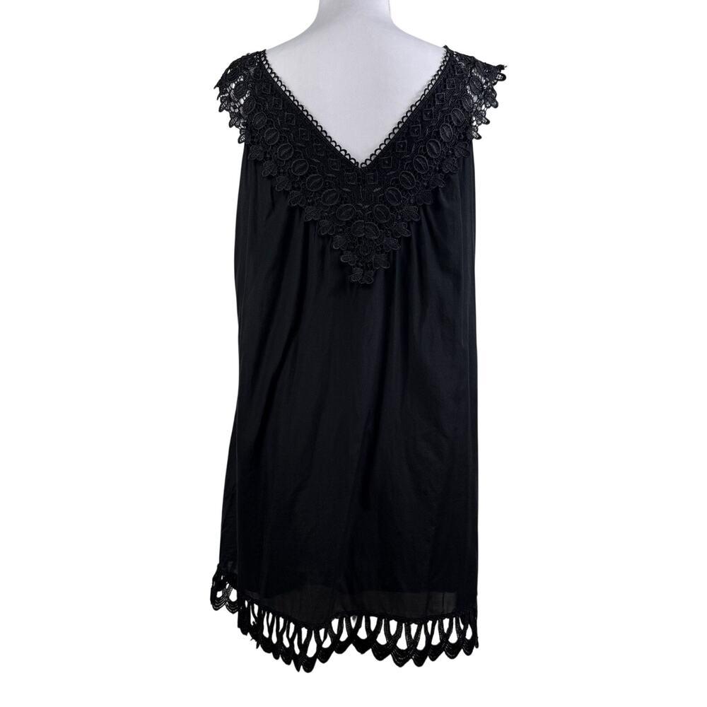 Whimsygoth Black Crochet Lace Bizz Princess Tunic Large Cotton Silk Pockets - Picture 9 of 13